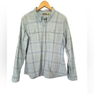 Cabela’s Women’s long sleeve button down blue plaid shirt Size XL